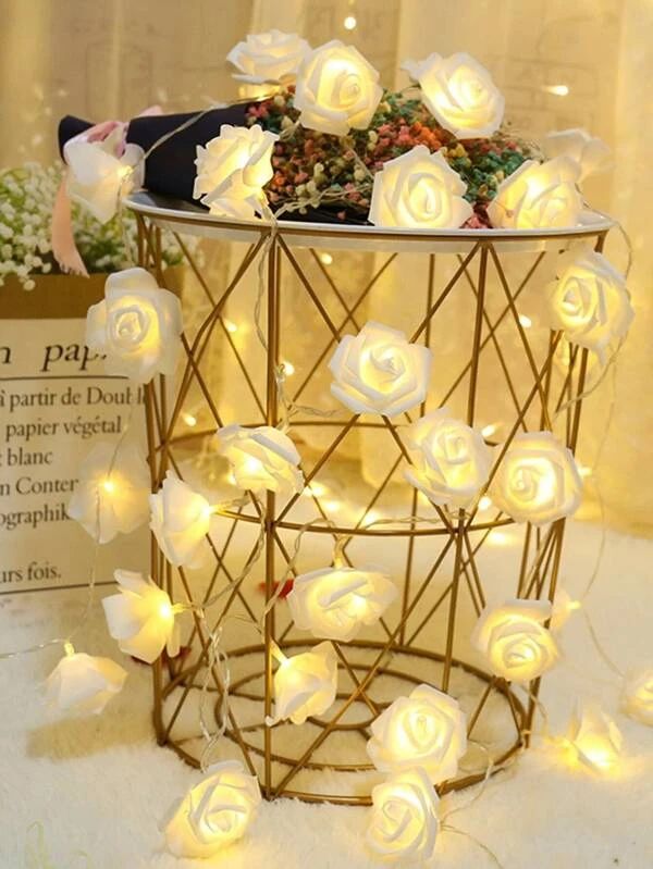 String Light 1pc With 10pcs Rose Shaped Bulb