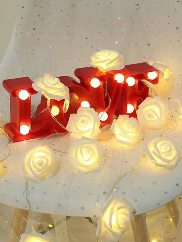 String Light 1pc With 10pcs Rose Shaped Bulb