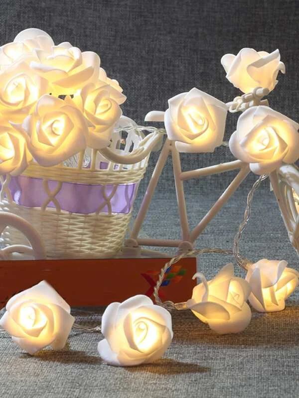 String Light 1pc With 10pcs Rose Shaped Bulb