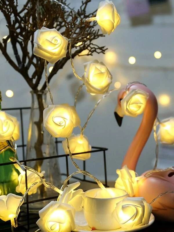 String Light 1pc With 10pcs Rose Shaped Bulb