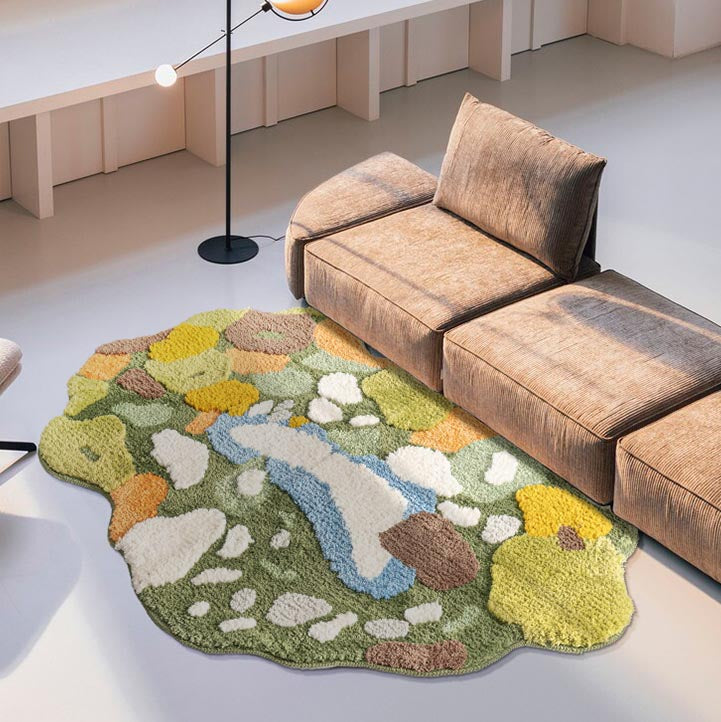 Feblilac 3D Magic Flower Garden Area Rug, 80cmX120cm, Multiple Sized Green Moss Non Slip Bedroom Rug, Floral Living Room Rugs, Green Anti Slip Area Mats, Soft Thick Bedroom Carpet, Art Mats, Best Rugs, Hot Shower Mat Non Slip