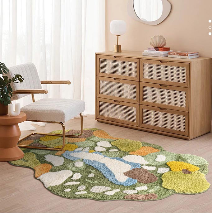 Feblilac 3D Magic Flower Garden Area Rug, 80cmX120cm, Multiple Sized Green Moss Non Slip Bedroom Rug, Floral Living Room Rugs, Green Anti Slip Area Mats, Soft Thick Bedroom Carpet, Art Mats, Best Rugs, Hot Shower Mat Non Slip