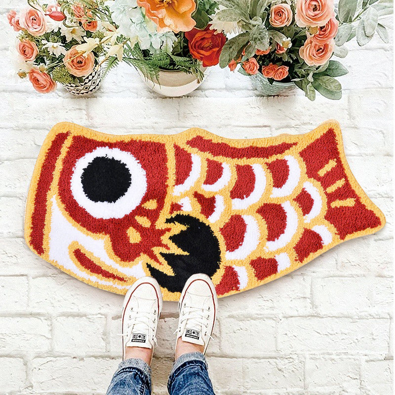 Feblilac Red Koi Fish Bath Mat, 17.7"x33.4" Animal Non Slip Bathmat, Cute Bathroom Rugs, Anti Slip Toilet Mat, Soft Thick Bathroom Carpet, Art Bathroom Mats, Best Bath Rugs, Hot Shower Mat Non Slip, Toilet Rug