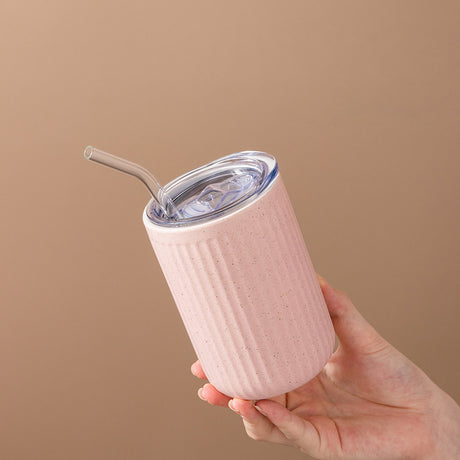 Ceramic Mug with Straw | Solid Color
