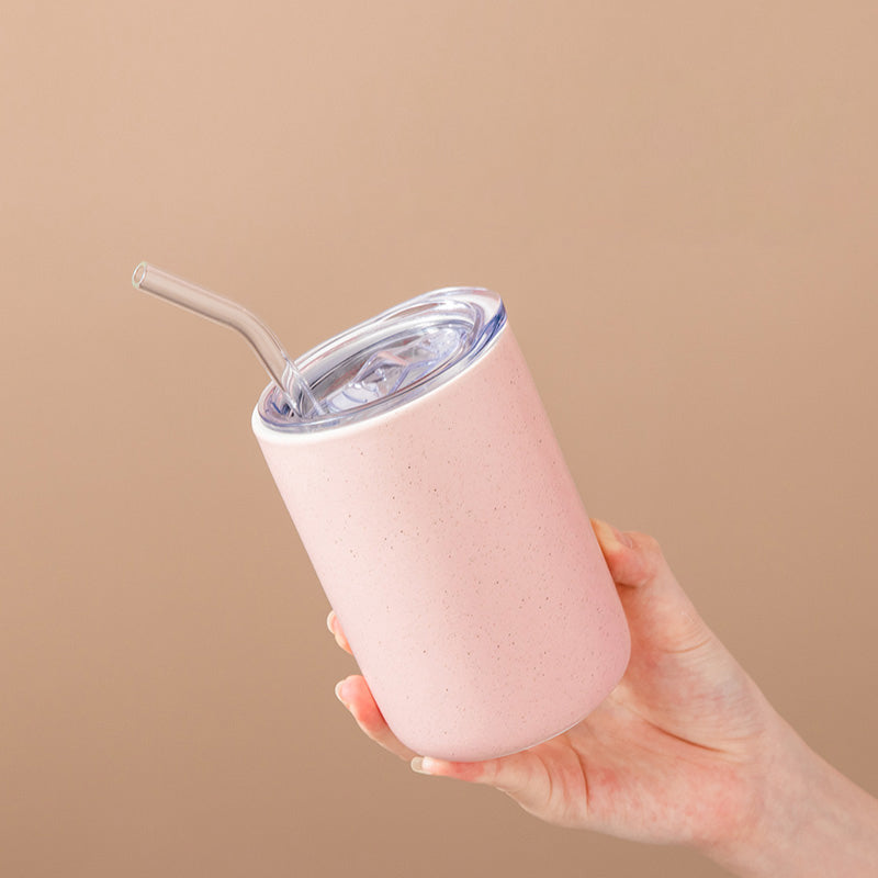 Ceramic Mug with Straw | Solid Color