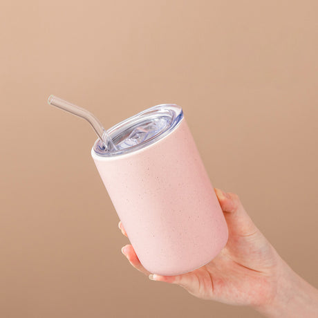 Ceramic Mug with Straw | Solid Color
