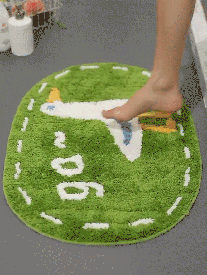 Cute Little Duck Bath Mat, Green Bathroom Rug, Water-Absorbent Mat for Bath Shower, Cute Bedroom Mat