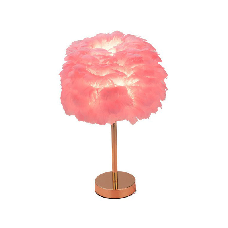 Nordic Style Sphere Shade Nightstand Lamp Feather 1-Light Living Room Table Light