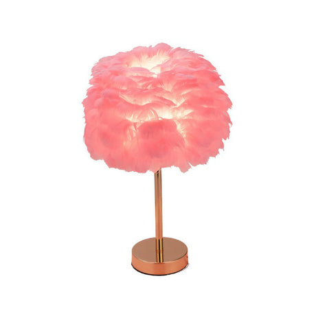 Nordic Style Sphere Shade Nightstand Lamp Feather 1-Light Living Room Table Light