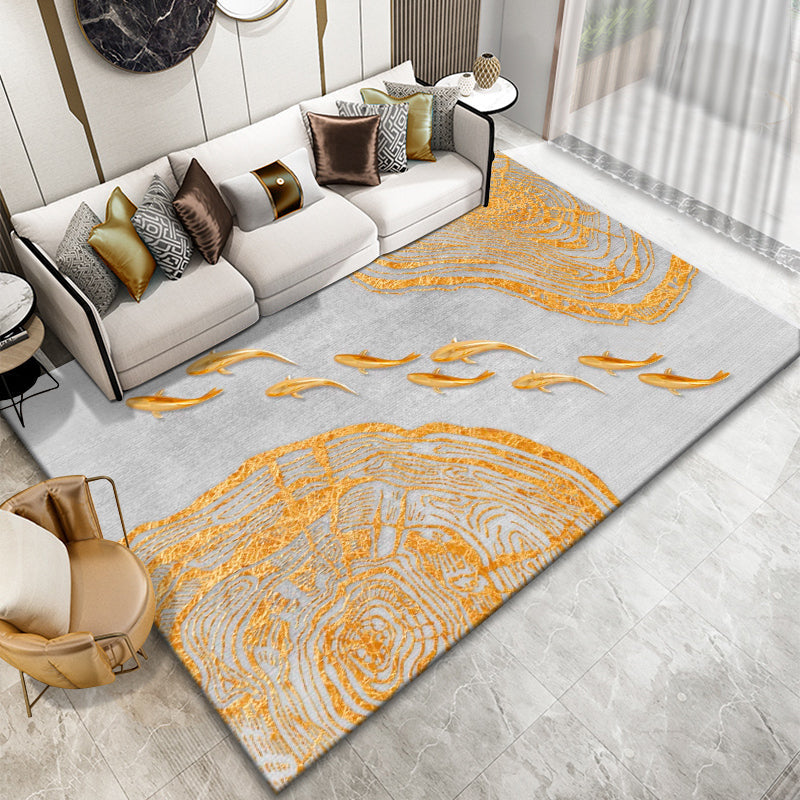 Classic Abstract Rug Multi Color Steampunk Area Carpet Cotton Blend Anti-Slip Backing Easy Care Rug for Living Room - Dark Gold - Clearhalo - 'Area Rug' - 'Rug' - 2215330