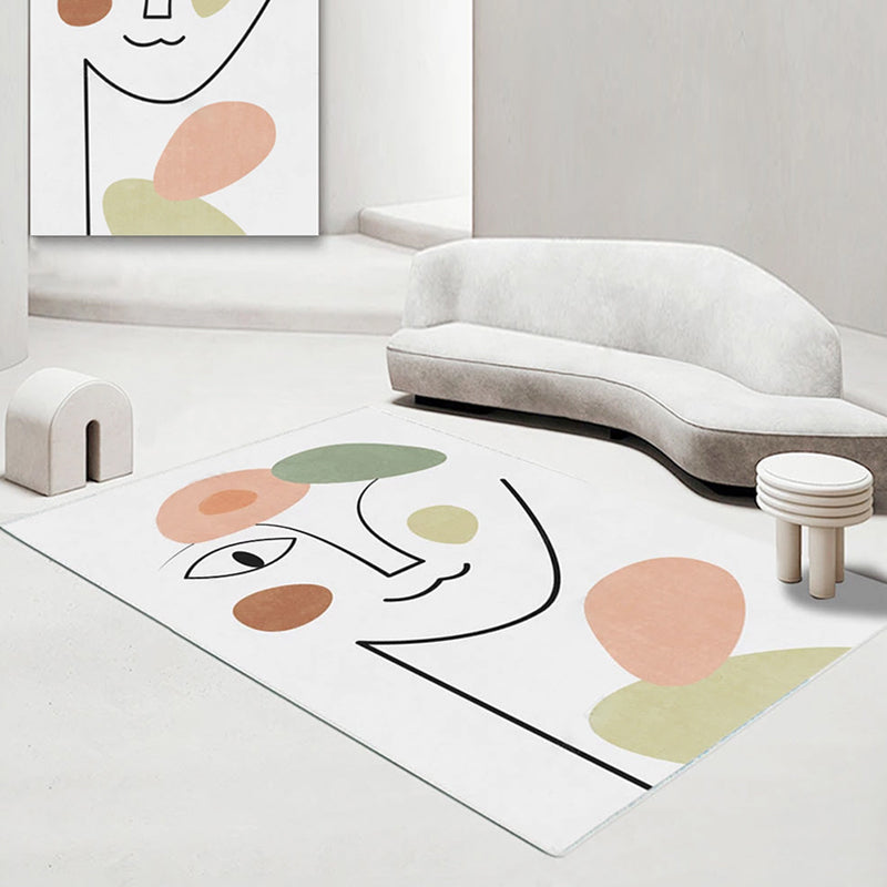 Nordic Interior Area Rug Multicolor Colorblock Abstract Print Rug Polyester Stain Resistant Anti-Slip Backing Machine Washable Rug