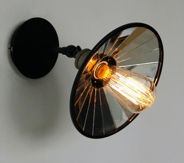 Retro Black Industrial Loft Wall Light With Mirror