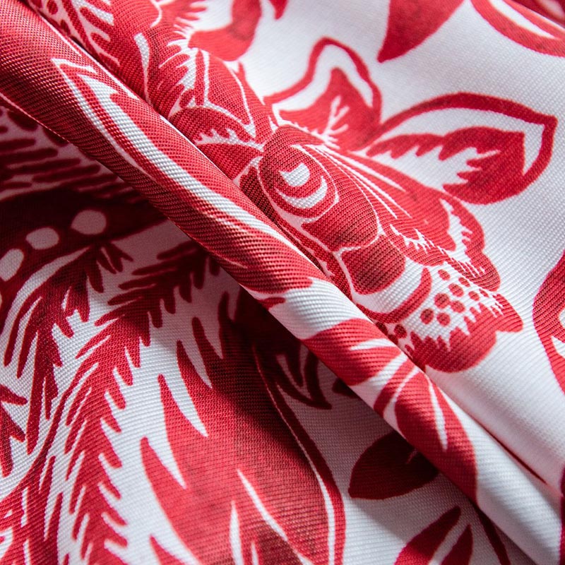 Baroque Style Red Flower Light Filtering Curtain