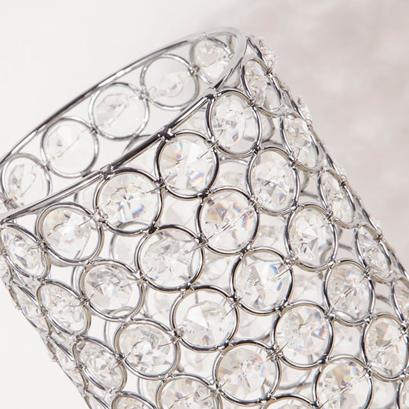 Crystal Pole Shaped Night Light Minimalist Single Chrome Finish Table Lamp for Bedroom