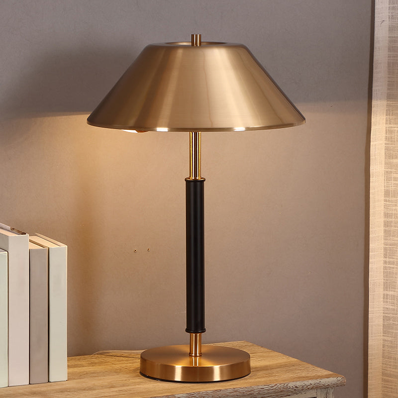 Brass Truncated Cone Night Lamp Postmodern 2-Light Metal Table Light for Bedroom