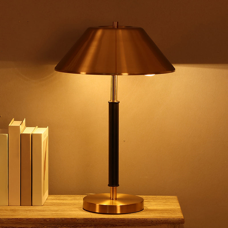 Brass Truncated Cone Night Lamp Postmodern 2-Light Metal Table Light for Bedroom