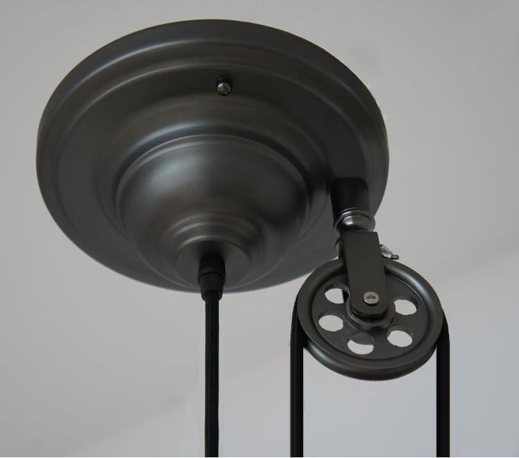 Lincoln Black Mirror Shade Pulley Pendant Light