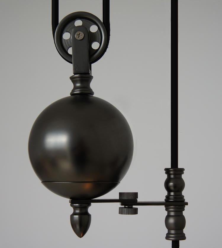 Lincoln Black Mirror Shade Pulley Pendant Light