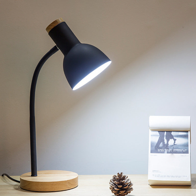 Flexible Gooseneck Metal Reading Lamp Nordic Style Single Night Table Light with Bell Shade