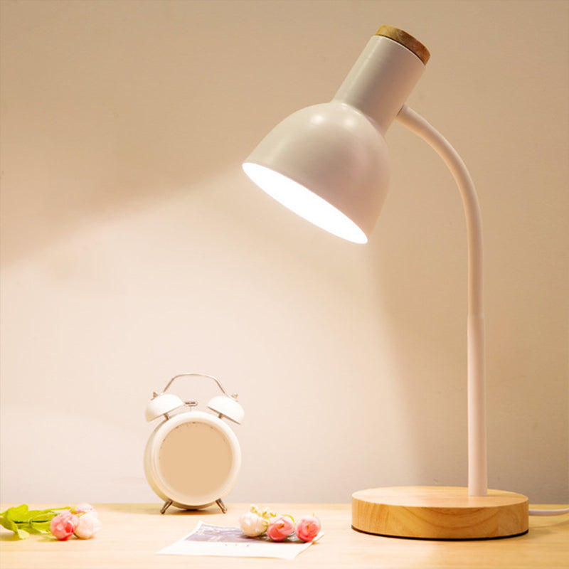 Flexible Gooseneck Metal Reading Lamp Nordic Style Single Night Table Light with Bell Shade