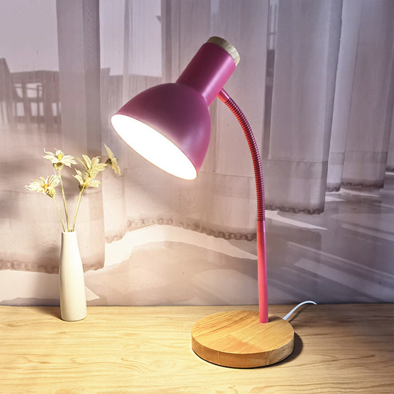 Flexible Gooseneck Metal Reading Lamp Nordic Style Single Night Table Light with Bell Shade