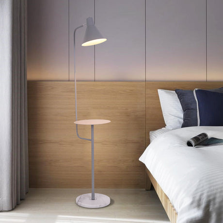 Macaron 1-Bulb Tray Floor Light Funnel Shaped Rotatable Standing Floor Lamp with Metal Shade