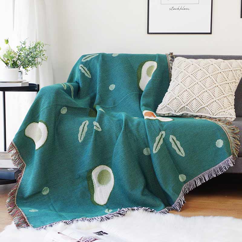 Avocado Print Blanket with Tassel
