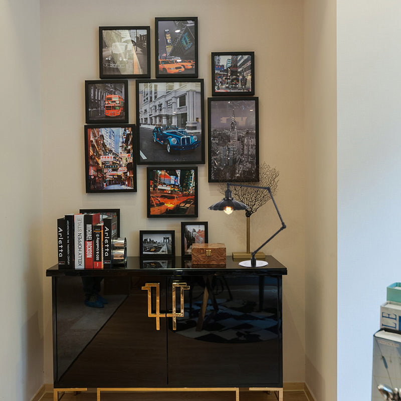 1 Bulb Study Room Table Lighting Vintage Stylish Adjustable Black/Brass Table Lamp with Scalloped Edge Metal Shade