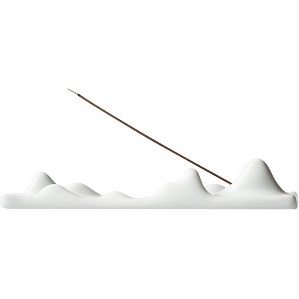 Ceramic Incense Burner, Incense Holder, Art landscape Design, Aromatherapy, Yoga Incense Burner, Incense seat, White, Cyan