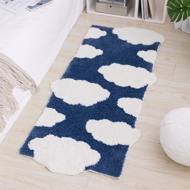 Feblilac White Cloud Blue Sky Bedroom Runner