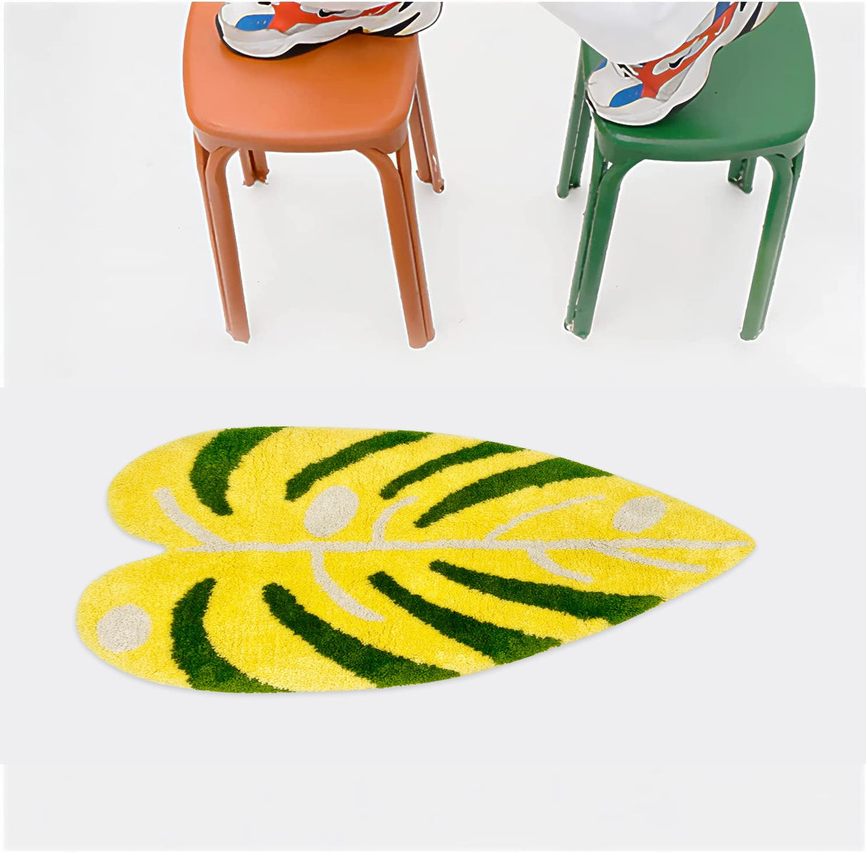 Feblilac Soft Yellow and Green Leaves Bathroom Rug, 23.6"x35.4", Floral Non Slip Bathmat, Green Plants Bathroom Rugs, Light Green Anti Slip Toilet Mat, Soft Thick Bathroom Carpet, Art Bathroom Mats, Best Bath Rugs, Hot Shower Mat Non Slip, Toilet Rug
