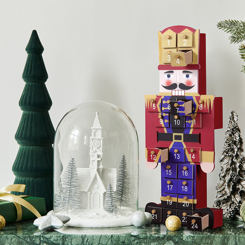 Wooden Nutcracker Christmas Advent Calendar Ornaments