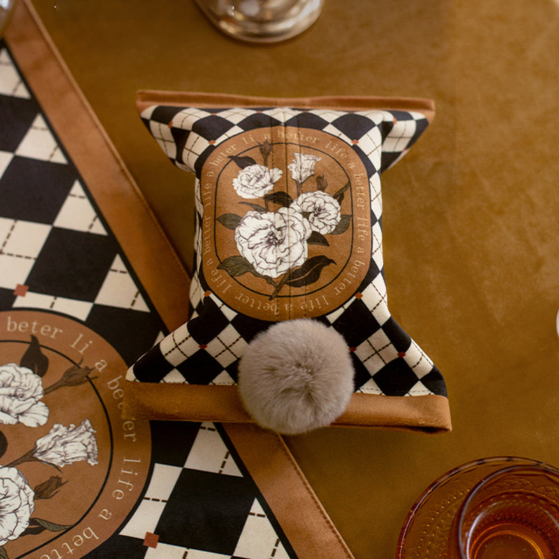 Hazel original tissue set retro light luxury checkerboard living room tissue storage box ins dining table tissue bag thick