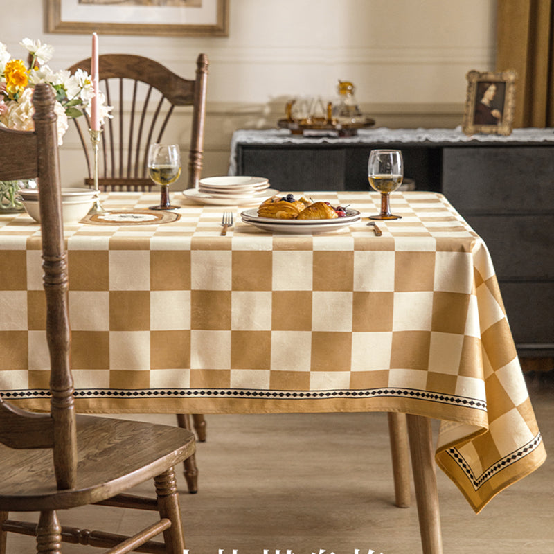 Rolla holiday checkerboard tablecloth light luxury high-end retro ins wind round table coffee table tablecloth 2022 new A must for home atmosphere, warm and pleasant