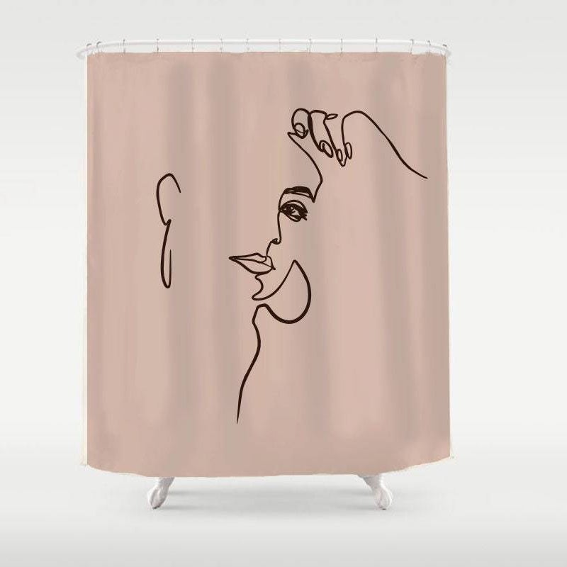 Simple Line Art Women Shower Curtain