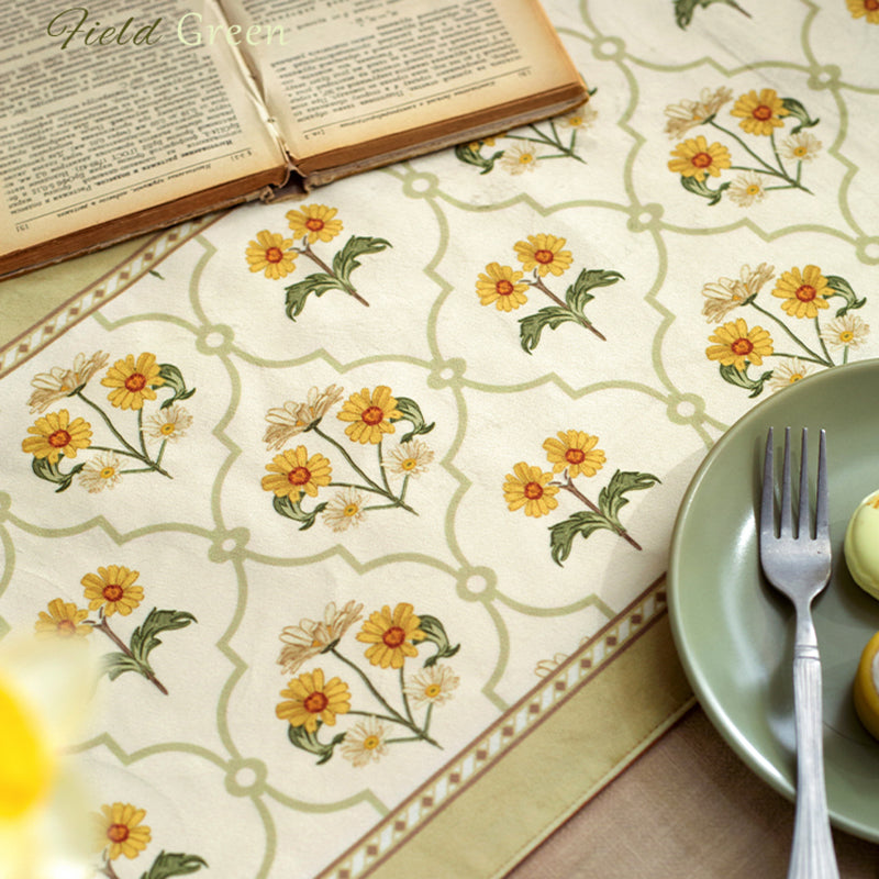 Green field French table flag bed flag American light luxury dining table coffee table TV cabinet tablecloth long strip decorative cloth side cabinet shoe cabinet