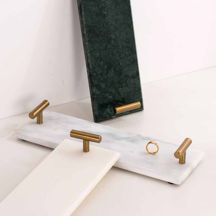 Copy of Nordic Style Natural Marble Gold Handle Tray, Service Plate, Jewelry Tray, Decoration Tray