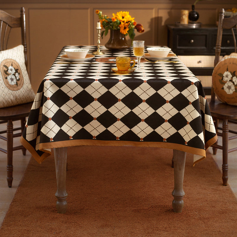 Hazel American retro tablecloth checkerboard light luxury high-end velvet tablecloth desktop protection plaid tablecloth