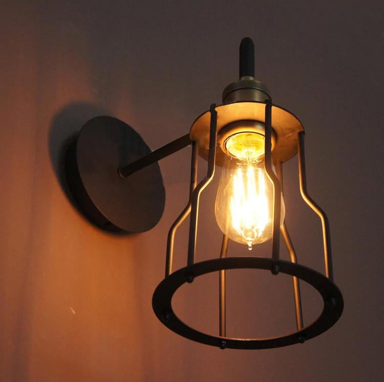 Iron Wire Cage Industrial Wall Sconce Light