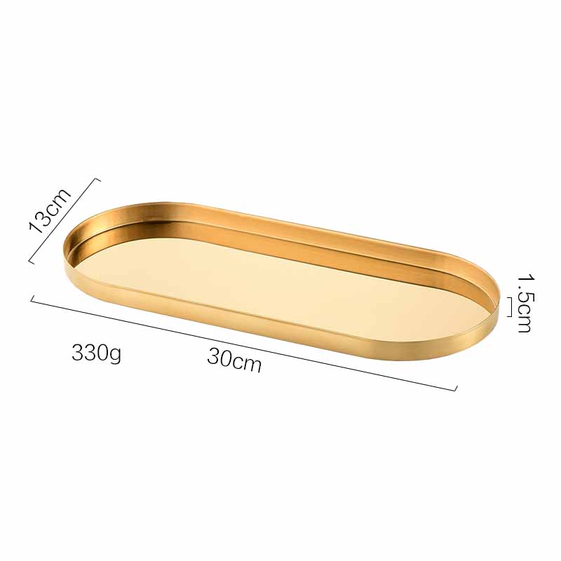 Nordic Style Gold Oval Stainless Steel Jewelry Tray, Decoration Tray