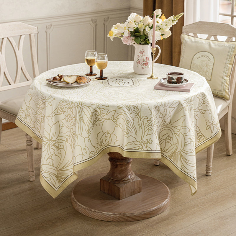 Grippe American simple tablecloth light luxury high-end cream style table cloth art tabletop protection pad round table tablecloth Silky feel, durable