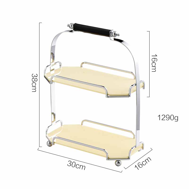 Nordic Style Light Luxury Silver Iron Art Acrylic Double Octagonal Storage Rack Black/Silver/Cream, Cosmetics Shelves, Jewelry Tray, Decoration Tray