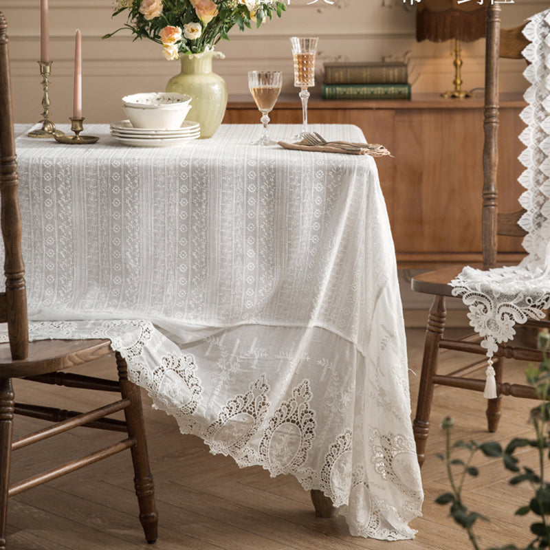 Vernal tablecloth French ins wind lace white tablecloth coffee table tablecloth Nordic retro hollow high-end sense Exquisite embroidery, luxury and luxury
