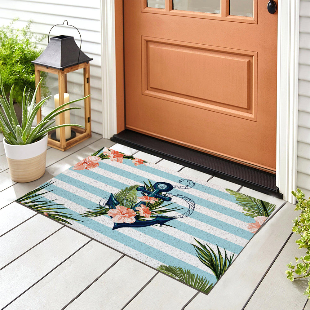 Anchor and Flowers PVC Entrance Mat
