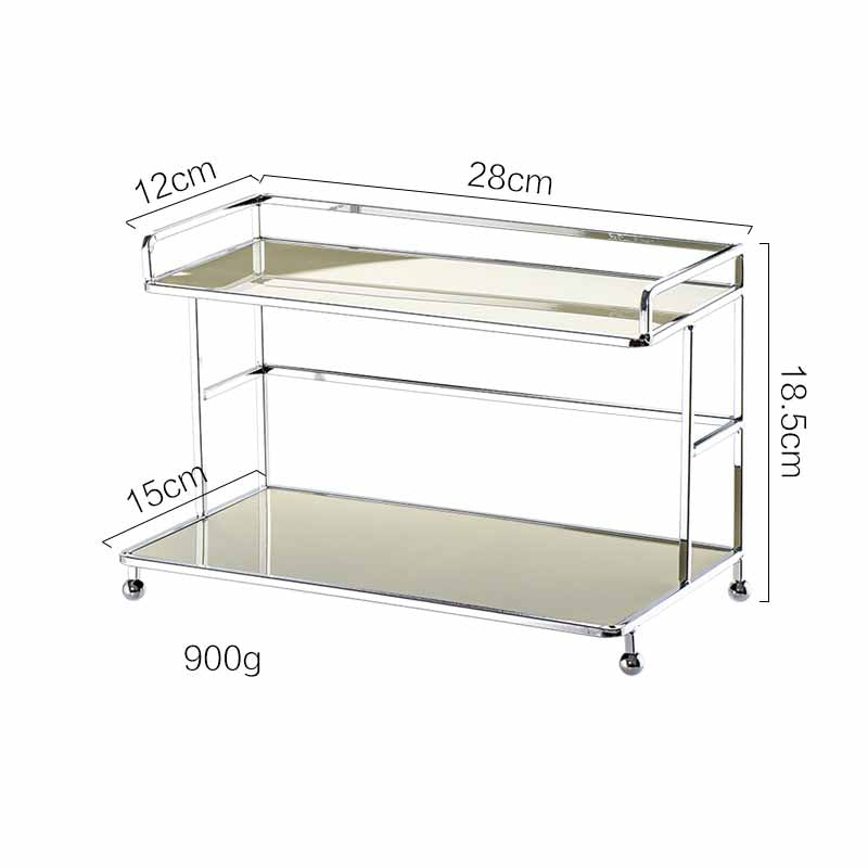 Nordic Style Light Luxury Silver Iron Art Acrylic Double Storage Rack, Cosmetics Shelves, Jewelry Tray, Decoration Tray