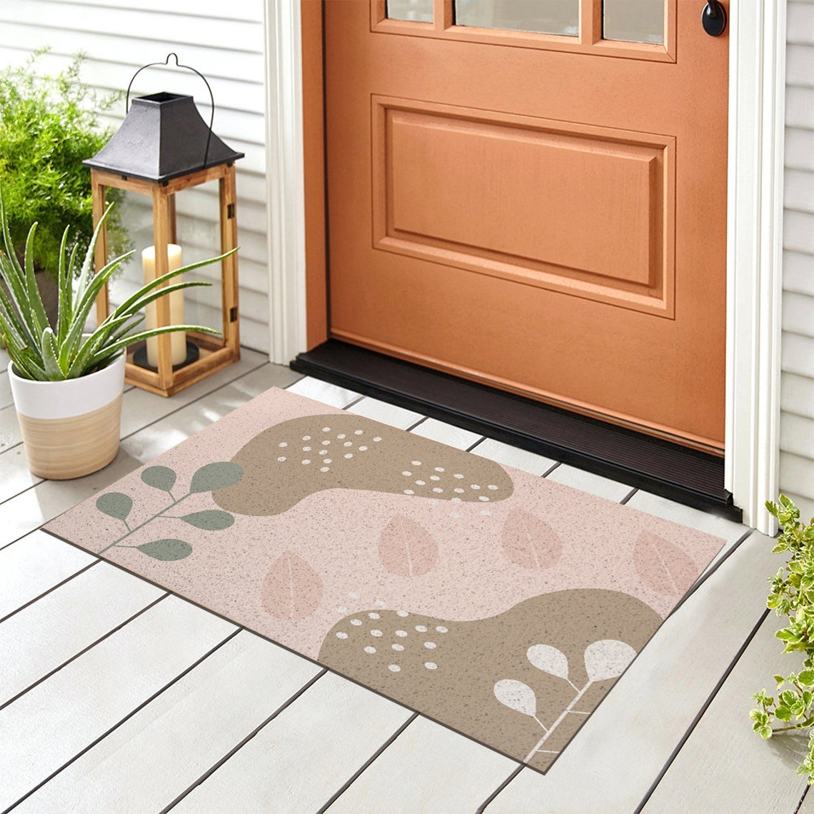 Abstract Flower Leaf Pattern PVC Entrance Mat