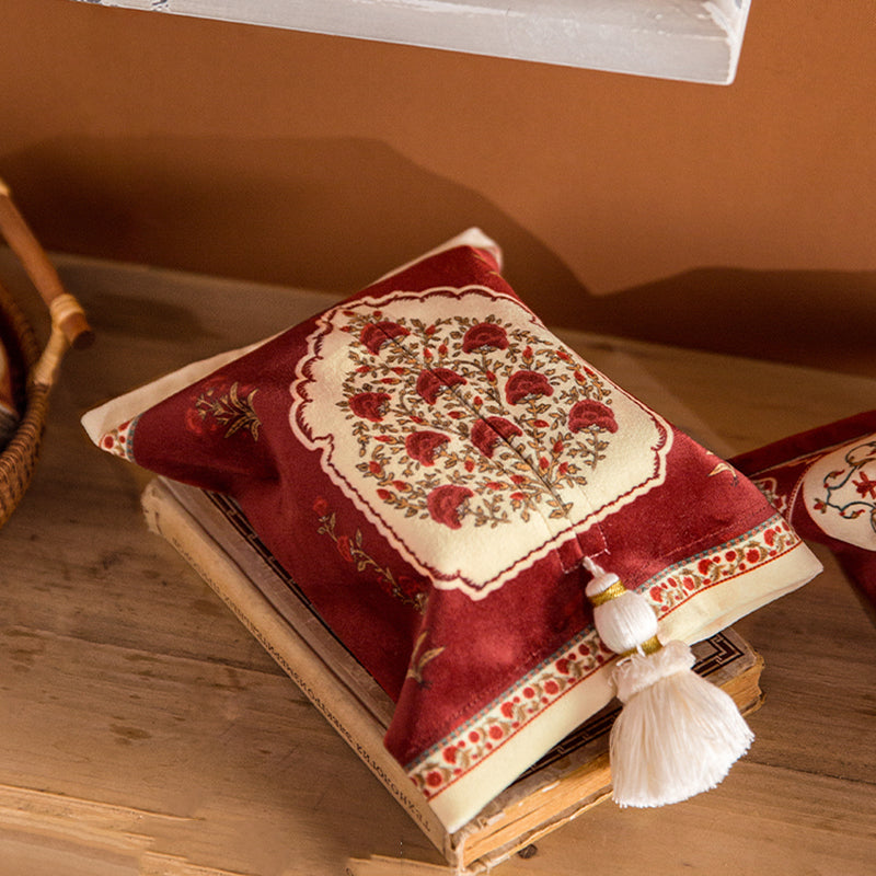 Polka red household tissue box American-style living room dining car with fabric original tissue drawer ins ornaments