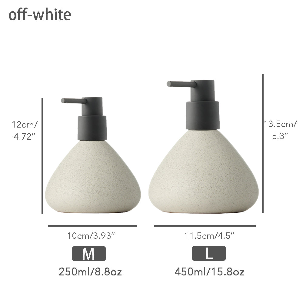 off-white Ceramic Soap Dispenser, Oval Bathroom Bottle, Simple Design Soap Dispenser, Refillable Reusable Lotion Pump for Bathroom Kitchen