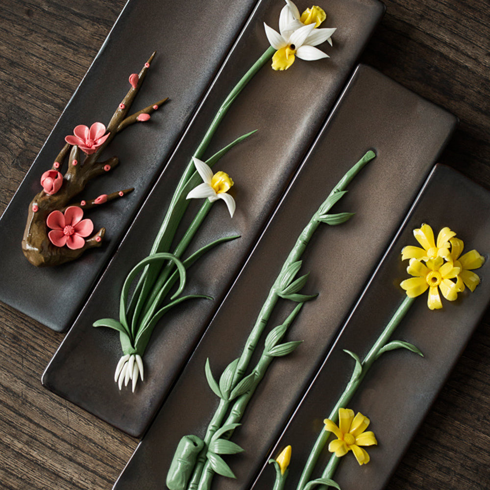 Ceramic Incense Burner, Incense Holder, Art Flower Design, Aromatherapy, Yoga Incense Burner, Small Incense seat