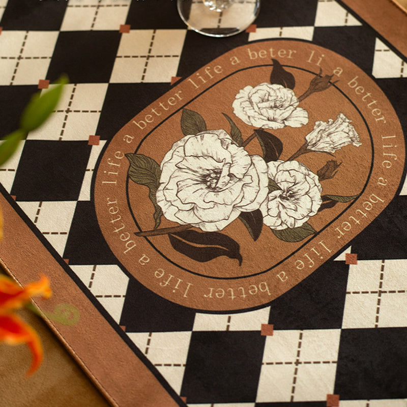 Hazel retro table flag American checkerboard dining table long strip decorative cloth high-quality tablecloth light luxury bunk bed flag